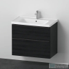 Duravit D-NEO 80x48 cm-es, 2 fiókos alsószekrény-1 csaplyukas mosdó kombináció, csaptelep nélkül, matt fekete tölgy DE012101616