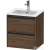 Duravit KETHO.2 51x42 cm-es 2 fiókos alsószekrény mosdó és csaptelep nélkül, matt sötét dió K25261021210000