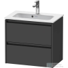 Duravit KETHO.2 61x39 cm-es 2 fiókos alsószekrény mosdó és csaptelep nélkül, matt grafit K25255049490000