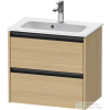 Duravit KETHO.2 61x39 cm-es 2 fiókos alsószekrény mosdó és csaptelep nélkül, natúr tölgy K25255030300000