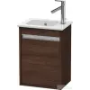 Duravit KETHO 40x28,5 cm-es, 1 ajtós alsószekrény mosdó és csaptelep nélkül, balos, matt sötét gesztenye KT6417L5353