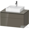 Duravit L-CUBE 82x55 cm-es, 2 fiókos alsószekrény mosdó és csaptelep nélkül, lakkozott fényes szürke LC4880089890000