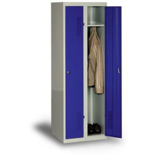 Duro Mont összeszerelt öltözőszekrény, 2 részes, szürke/kék, elfordítható zár zár és alkatrészei