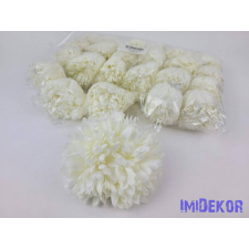  Dús kócos krizantém selyemvirág fej D13cm - Krém dekorációs kellék