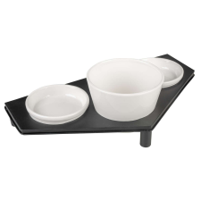  DUVO+ Három darabos kerámia tál készlet fém háromszög állványban  200ml/41x21,8cm kutyatál