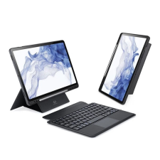 DUX DUCIS DK bluetooth billentyűzet + touch pad (asztali tartó, QWERTY, ceruza tartó) FEKETE Samsung Galaxy Tab S7 LTE 5G (SM-T876), Galaxy Tab S7 LTE (SM-T875), Galaxy Tab S7 WIFI (SM-T870) tablet kellék