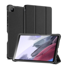 DUX DUCIS DOMO tok álló, bőr hatású (aktív FLIP, oldalra nyíló, TRIFOLD asztali tartó funkció, textil minta) FEKETE [Samsung Galaxy Tab A7 Lite LTE (SM-T225)] (5996591085616) tablet tok