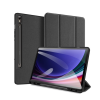 DUX DUCIS DOMO tok álló, bőr hatású (aktív FLIP, oldalra nyíló, TRIFOLD asztali tartó funkció, textil minta) FEKETE Samsung Galaxy Tab S9 FE LTE (SM-X516), Samsung Galaxy Tab S9 FE WIFI (SM-