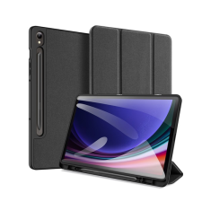 DUX DUCIS DOMO tok álló, bőr hatású (aktív FLIP, oldalra nyíló, TRIFOLD asztali tartó funkció, textil minta) FEKETE Samsung Galaxy Tab S9 FE LTE (SM-X516), Samsung Galaxy Tab S9 FE WIFI (SM- tablet tok
