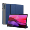 DUX DUCIS DOMO tok álló, bőr hatású (aktív FLIP, oldalra nyíló, TRIFOLD, asztali tartó, textil minta) SÖTÉTKÉK Lenovo Yoga Tab Plus (TB520FU)