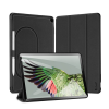 DUX DUCIS DOMO tok álló, bőr hatású (aktív FLIP, oldalra nyíló, TRIFOLD, érintőceruza tartó, textil minta) FEKETE Google Pixel Tablet