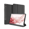 DUX DUCIS DOMO tok álló, bőr hatású (aktív FLIP, oldalra nyíló, TRIFOLD, S Pen tartó, textil minta) FEKETE Samsung Galaxy Tab S9 WIFI (SM-X710), Samsung Galaxy Tab S9 LTE (SM-X716)