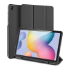 DUX DUCIS DOMO tok álló, bőr hatású (aktív FLIP, oldalra nyíló, TRIFOLD S Pencil tartó, textil minta) FEKETE [Samsung Galaxy Tab S6 Lite 10.4 LTE (SM-P619) 2022] (5996457958375)