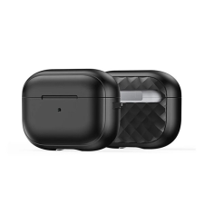 DUX DUCIS pecc szilikon tok (ütésállóság, karabíner, rombusz) fekete Apple airpods pro 2 tok és táska