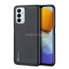 DUX DUCIS Samsung Galaxy M23 5G SM-M236B, Műanyag hátlap védőtok + szilikon keret, fényvisszaverő szövet hátlap, rács minta, Dux Ducis Fino, fekete