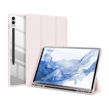 DUX DUCIS Samsung Galaxy Tab S9 FE Plus (12.4) SM-X610 / X616B, mappa tok, Trifold, légpárnás sarok, közepesen ütésálló, S-Pen tartóval, átlátszó hátlap, Dux Ducis Toby, rózsaszín tablet tok