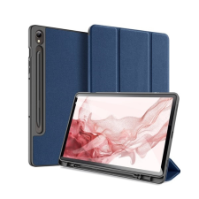 DUX DUCIS Samsung Galaxy Tab S9 LTE (SM-X716) domo tok álló, (aktív flip, trifold, s pen tartó, textil minta) sötétkék tablet tok