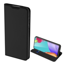 DUX DUCIS Skin Pro bőrhatású flip mobiltelefon tok - fekete (Samsung Galaxy A52) tok és táska