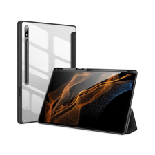 DUX DUCIS TOBY tok álló, bőr hatású (aktív FLIP, oldalra nyíló, TRIFOLD asztali tartó funkció, S-Pen tartó) FEKETE [Samsung Galaxy Tab S8 ... tablet tok