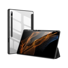 DUX DUCIS TOBY tok álló, bőr hatású (aktív FLIP, oldalra nyíló, TRIFOLD asztali tartó funkció, S-Pen tartó) FEKETE [Samsung Galaxy Tab S8 Ultra LTE (SM-X906)] (5996591244648) tablet tok