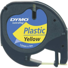 DYMO feliratozószalag LetraTag, 12mm, hiper-sárga/fekete, polieszter, S0721670 nyomtató kellék