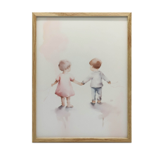  Dzieciaczki, 50x70 cm, rama drewniana ciemny brąz, papier matowy 230 gsm grafika, keretezett kép