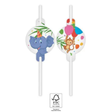  Dzsungel Balloons papír szívószál, 4 db-os szett FSC party kellék