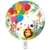 Dzsungel Jungle Balloons, Dzsungel papírtányér 8 db-os 23 cm FSC