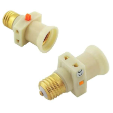 E27 adapter, elektromos átalakító 2 csatlakozóval és kapcsolóval, fehér izzó