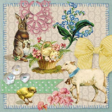 Easter Collage papírszalvéta 33x33cm,20db-os asztalterítő és szalvéta