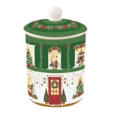 Easy Life Design Karácsonyi porcelán tároló 18cm Festive Avenue, Atmosphere karácsonyi dekoráció