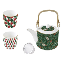 Easy Life Design Karácsonyi porcelán teáskanna 2 pohárral Fancy Christmas, Atmosphere karácsonyi dekoráció