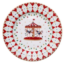 Easy Life Design Porcelán desszerttányér 19cm, Christmas Wonderland tányér és evőeszköz