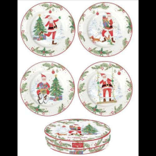 Easy Life Design Porcelán desszerttányérszett 4db-os, 19cm, dobozban, Joyful Santa tányér és evőeszköz