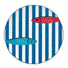 Easy Life Design Porcelán lapostányér 26cm, Sardine' Party tányér és evőeszköz