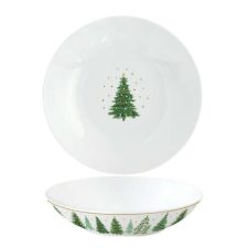 Easy Life Design R2S.2241FTRE Porcelán mélytányér 20,5cm, Festive Trees tányér és evőeszköz