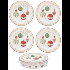 Easy Life-Nuova Porcelán desszerttányérszett 4db-os, 19cm, dobozban, Christmas Eve tányér és evőeszköz