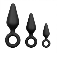 Easytoys - anál dildó fogógyűrűvel szett - 3db (fekete) anál