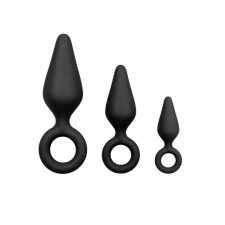 Easytoys - anál dildó fogógyűrűvel szett - 3db (fekete) anál