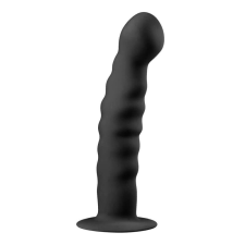 Easytoys Ribbed - tapadótalpas anál dildó (14cm) - fekete anál