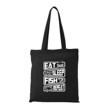 Eat sleep fish repeat - Bevásárló táska fekete ajándéktárgy