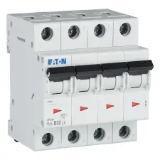 EATON 166500 Kismegszakító, 6kA 4 pólus 32A, B karakterisztika, PL6-B32/4 villanyszerelés