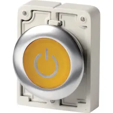 EATON 188040 Világító nyomógomb,fém,30mm,lapos,sárga,X162 villanyszerelés