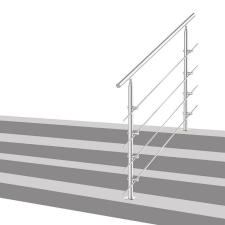 ECCD Lépcsőkorlát rozsdamentes 100 cm hosszú kapaszkodó 42 mm átmérővel saválló inox anyagból, 4 darab leesést gátló keresztrúddal építőanyag