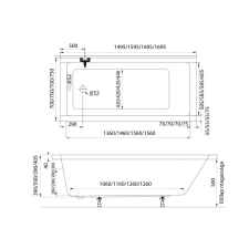  Eco egyenes akril kád 150x70 kád, zuhanykabin