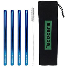 Ecocare Fém szívószál Maxi 12 mm Blue 4 db-os készlet konyhai eszköz