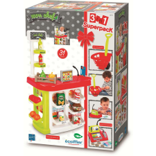 Ecoiffier 3 az 1-ben Chef Super Market - zöld-piros konyhakészlet