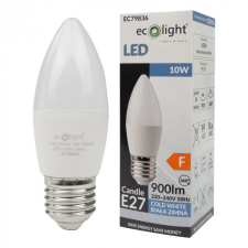 Ecolight LED gyertyaizzó B37 E27 10W 900lm 6500K hidegfényű ökofény izzó