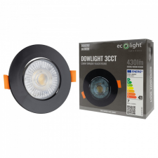 Ecolight LED süllyesztett lámpa, 3W / 5W / 7W CCT, fekete, kerek világítás