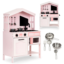 EcoToys Fa gyermekkonyha, sütő, mikrohullámú sütő, égők, kiegészítők ecotoys konyhakészlet